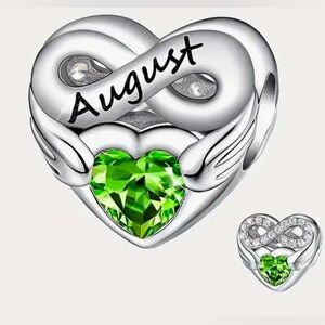 Silver Heart Birthstone Charm For Month of August